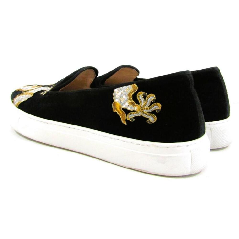 Scalalmandre by Stubbs & Wootton Palm Beach Emperor Noir Black Velvet Slippers - Picture 7 of 14